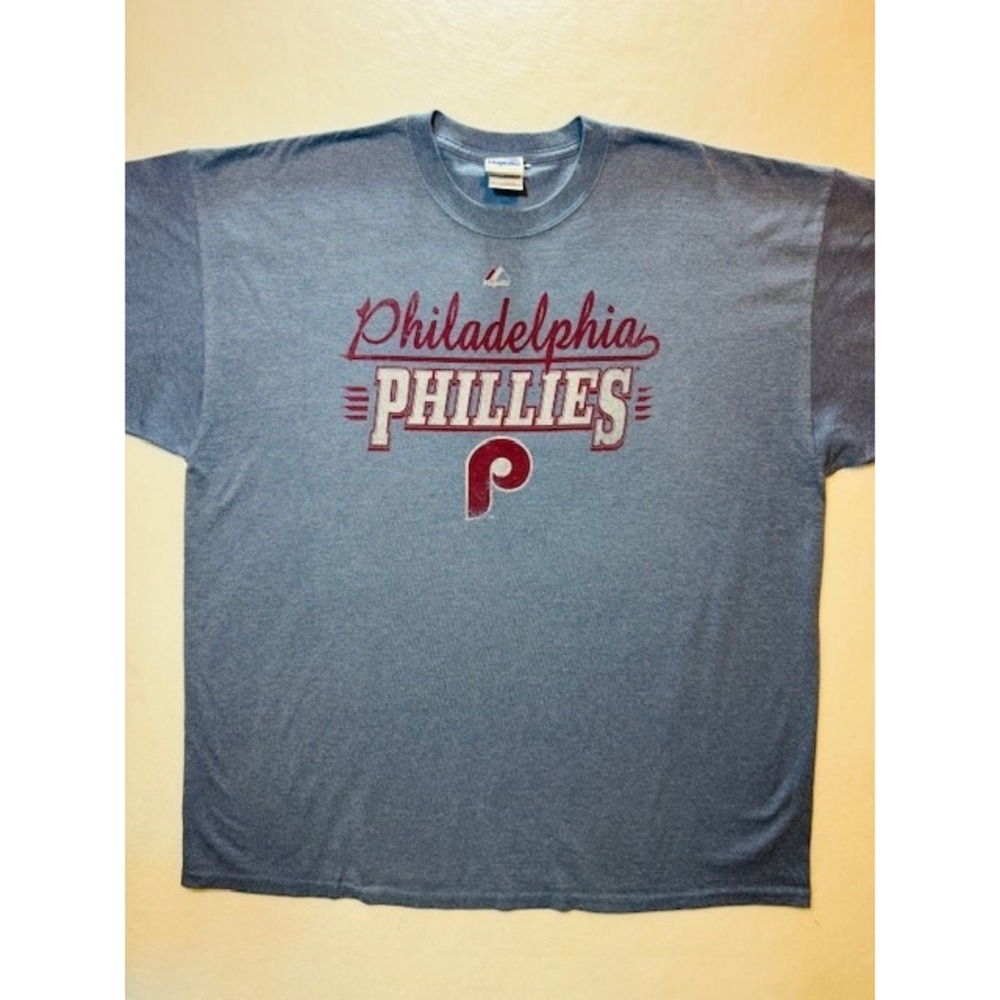 Vintage Philadelphia Phillies Tug McGraw #45 Blue T Shirt Majestic 2XL XXL
